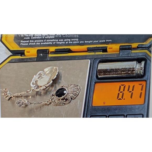 Vintage Signed 925 Sterling Silver Black Onyx Marcasite Long Dangle Earrings - Picture 7 of 9